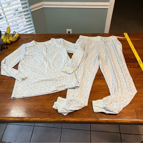Sweethoney women’s light blue floral pajamas lounge set size medium - Picture 1 of 14